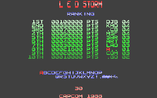 L.E.D. Storm (Atari ST) screenshot: High scores