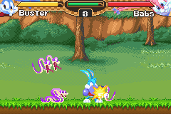 Tiny Toon Adventures: Scary Dreams (Game Boy Advance) screenshot: Fighting off some snakes