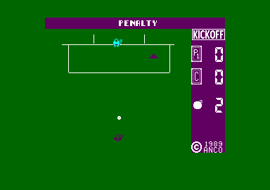 Kick Off (Amstrad CPC) screenshot: Penalty practice