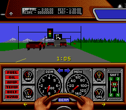 Race Drivin' (SNES) screenshot: The other cars pulling ahead.
