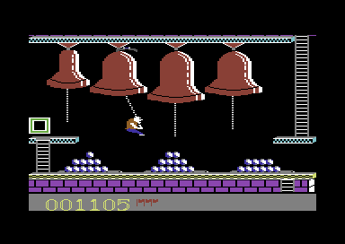 Quasimodo (Commodore 64) screenshot: How could I guess bells were going to figure into this game sooner or later?