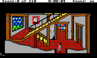 King's Quest III: To Heir is Human (TRS-80 CoCo) screenshot: The game starts in this foyer