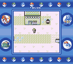 Pokémon Blue Version (Game Boy) screenshot: Outside a Pokémon Center