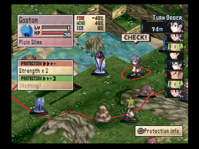 Phantom Brave (PlayStation 2) screenshot: Use the cursor to select which enemy to attack