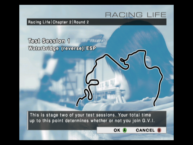 R:Racing Evolution (GameCube) screenshot: Racing Life: first you have to run some training races