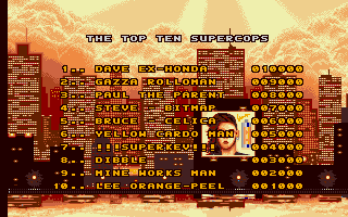 Beverly Hills Cop (Amiga) screenshot: High scores