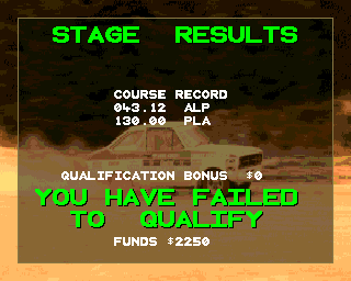 Power Drive (Amiga CD32) screenshot: Failed to qualify