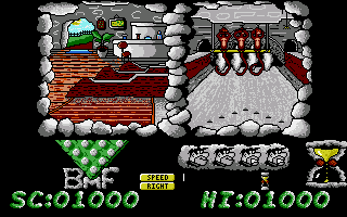 The Flintstones (Amiga) screenshot: At the bowling alley