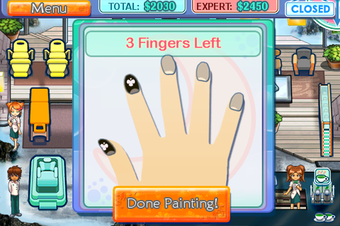 Sally's Spa (iPhone) screenshot: Paint the fingernails
