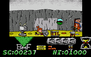 The Flintstones (Amiga) screenshot: Put Pebbles back in her playpen