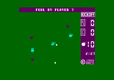Kick Off (Amstrad CPC) screenshot: Take it easy, No 7!