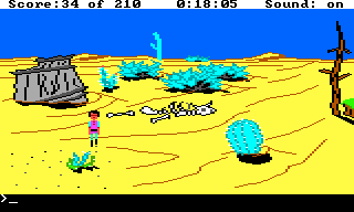 King's Quest III: To Heir is Human (TRS-80 CoCo) screenshot: Wandering the desert; should I really be here?