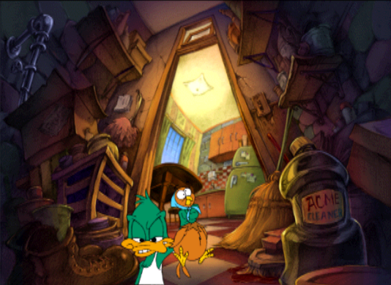 Tiny Toon Adventures: Buster and the Beanstalk (PlayStation) screenshot: Woohoo! We got the Chicken that lays golden eggs!