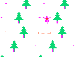 Skier (Dragon 32/64) screenshot: Reaching the final gate