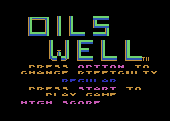 Oil's Well (Atari 8-bit) screenshot: Title and game options