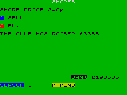 Football Director (ZX Spectrum) screenshot: Share and like a share