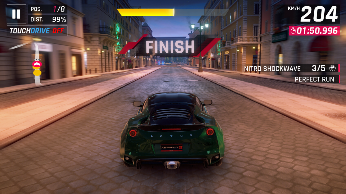 Asphalt 9: Legends (Xbox One) screenshot: I won the race but failed to complete the secondary target.