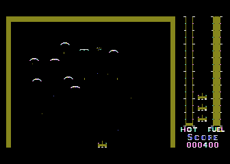 Threshold (Atari 8-bit) screenshot: Blasting enemies on the first round