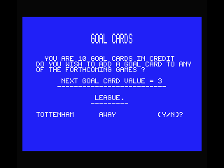 Footballer of the Year (MSX) screenshot: Buy additional cards?