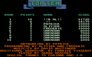 Jupiter's Masterdrive (Atari ST) screenshot: High scores