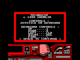Techno Cop (Amstrad CPC) screenshot: Startup