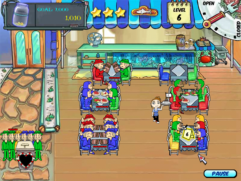 Diner Dash (PC) - Restaurant 1 (Level 1-1 to 1-10) HD Walkthrough - No  Commentary 