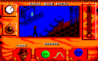 Indiana Jones and the Fate of Atlantis: The Action Game (Amstrad CPC) screenshot: There's the submarine