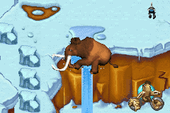 Ice Age 2: The Meltdown (Game Boy Advance) screenshot: Hot water used as elevator