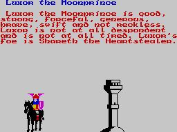 Doomdark's Revenge (ZX Spectrum) screenshot: Character profile