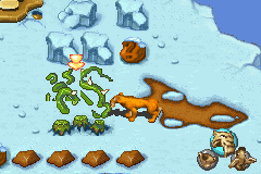 Ice Age 2: The Meltdown (Game Boy Advance) screenshot: Slashing the plants up