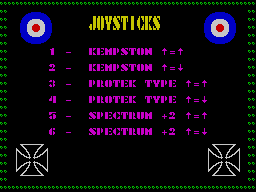 Deep Strike (ZX Spectrum) screenshot: Control setup