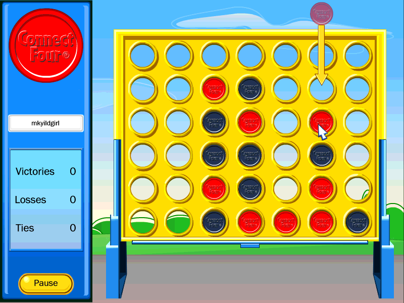 Connect Four Cities (Windows) screenshot: Playing a Classic game.