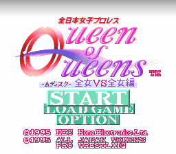 Zen-Nihon Joshi Pro Wrestling: Queen of Queens (PC-FX) screenshot: Title screen