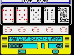 Las Vegas Video Poker (ZX Spectrum) screenshot: My initial hand