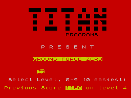 Ground Force Zero (ZX Spectrum) screenshot: Post-game screen