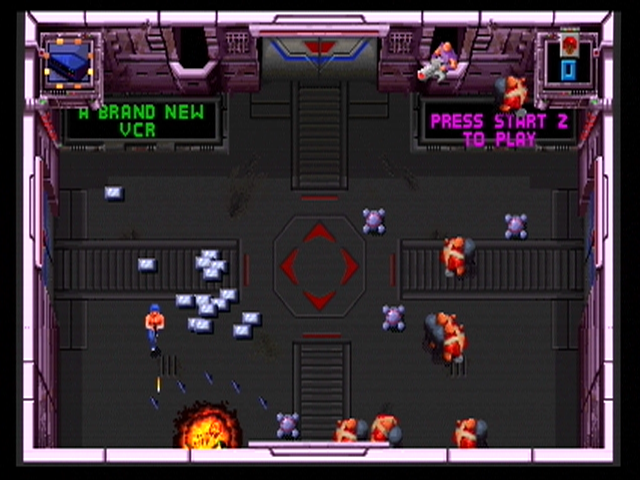 Smash T.V. (Xbox 360) screenshot: Meet Mr. Shrapnel! Blast these guys before they explode...