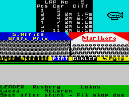 Formula One (ZX Spectrum) screenshot: A Lotus out in front
