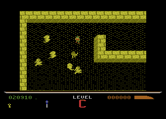 Dark Chambers (Atari 8-bit) screenshot: Enemies attack as I try to explore a bit...