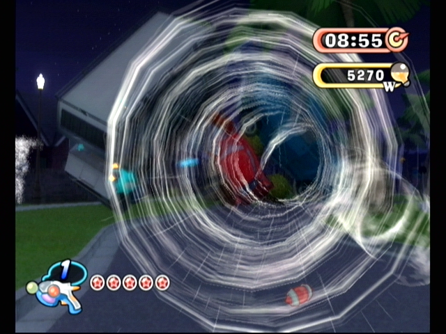 Elebits (Wii) screenshot: Use the vacuum to suck up Elebits...and cars, trucks, and who knows what else!