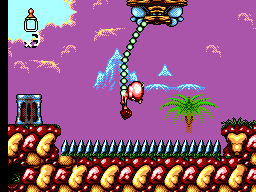 Chuck Rock II: Son of Chuck (SEGA Master System) screenshot: Swinging!