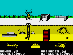Biggles (ZX Spectrum) screenshot: Down to get the grenades