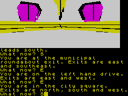 The Worm in Paradise (ZX Spectrum) screenshot: The city centre