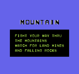 BreakThru (NES) screenshot: Beginning the mountain mission.