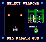 Power Strike II (Game Gear) screenshot: Selecting weapons