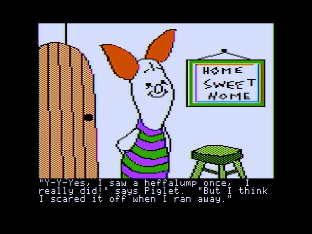 Winnie the Pooh in the Hundred Acre Wood (Apple II) screenshot: Piglet