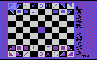 Laser Chess (Atari 8-bit) screenshot: Game board