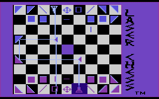Laser Chess (Atari 8-bit) screenshot: Laser engaged