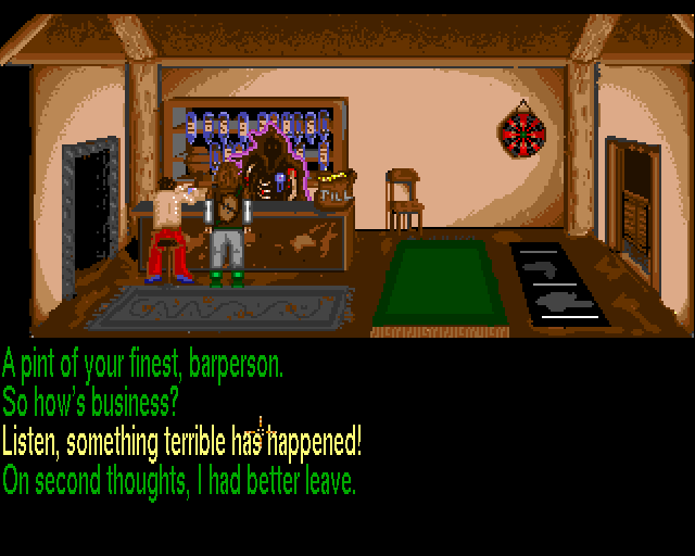 Keith's Quest (Amiga) screenshot: The patron is a ghost