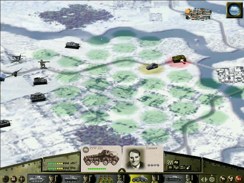 Panzer General III: Scorched Earth (Windows) screenshot: Trying to hit the tank with this vehicle