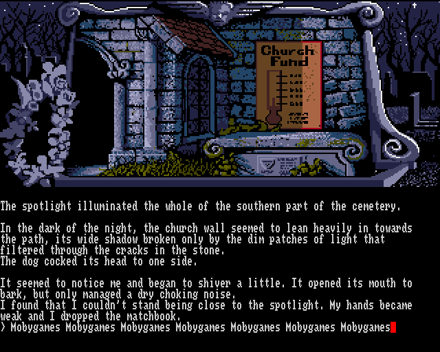 Scapeghost (Amiga) screenshot: Church poster